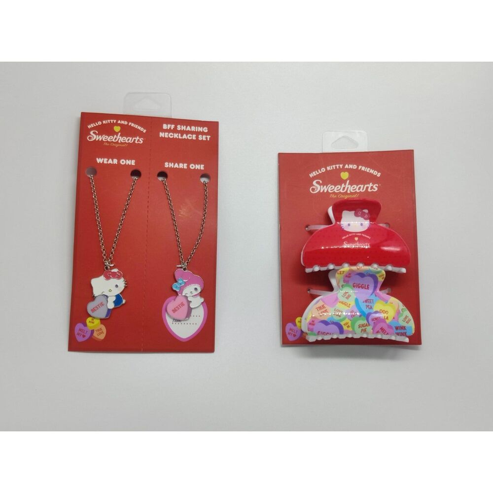 Sanrio Hello Kitty X Sweethearts Valentine's Day Necklace Hair Clip Set